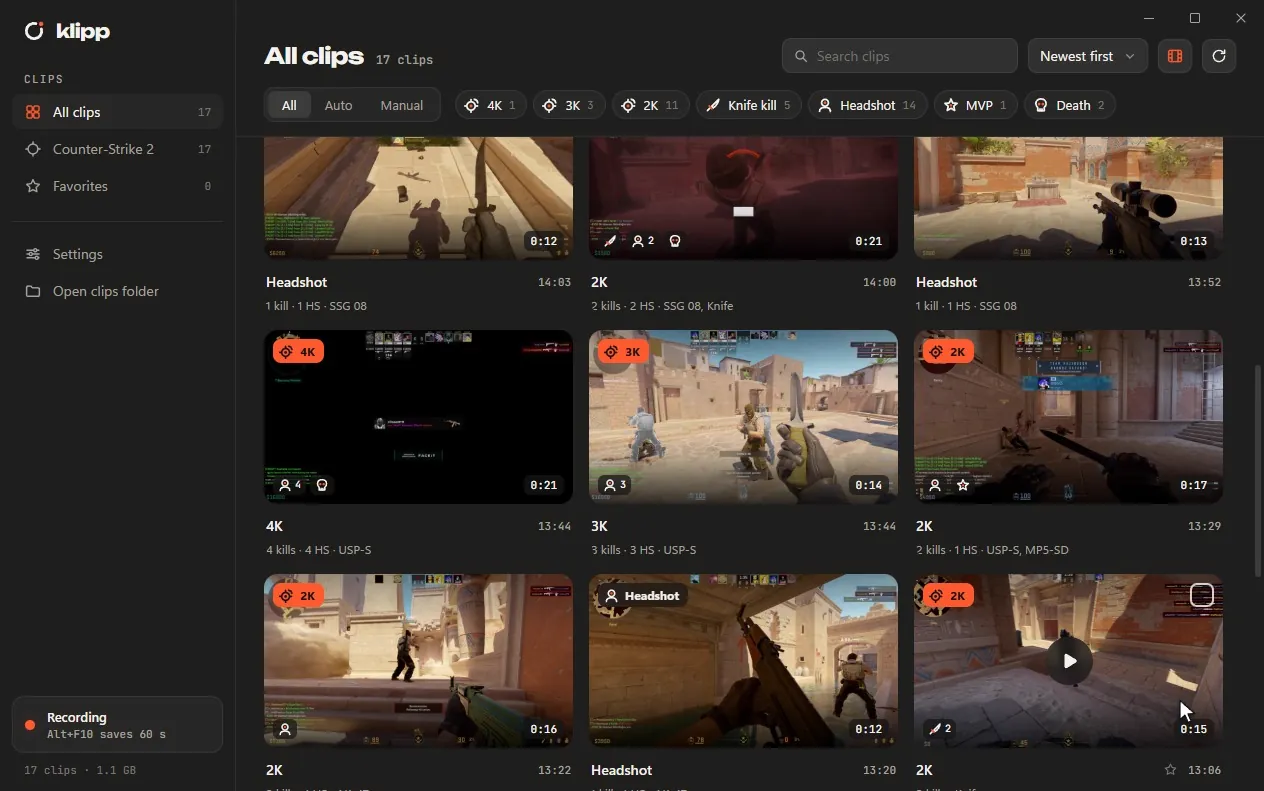 The editor: setting the start and end while a clip plays, then muting a track